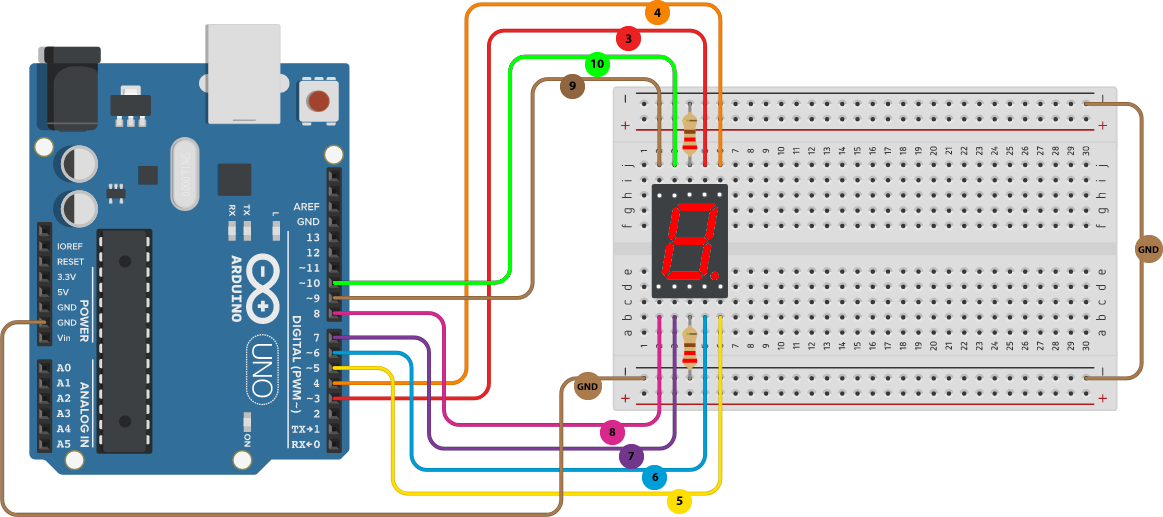 7 segment display rakam görüntüleyici