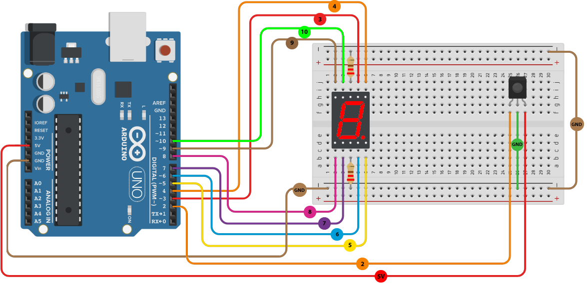 7 segment display rakam görüntüleyici